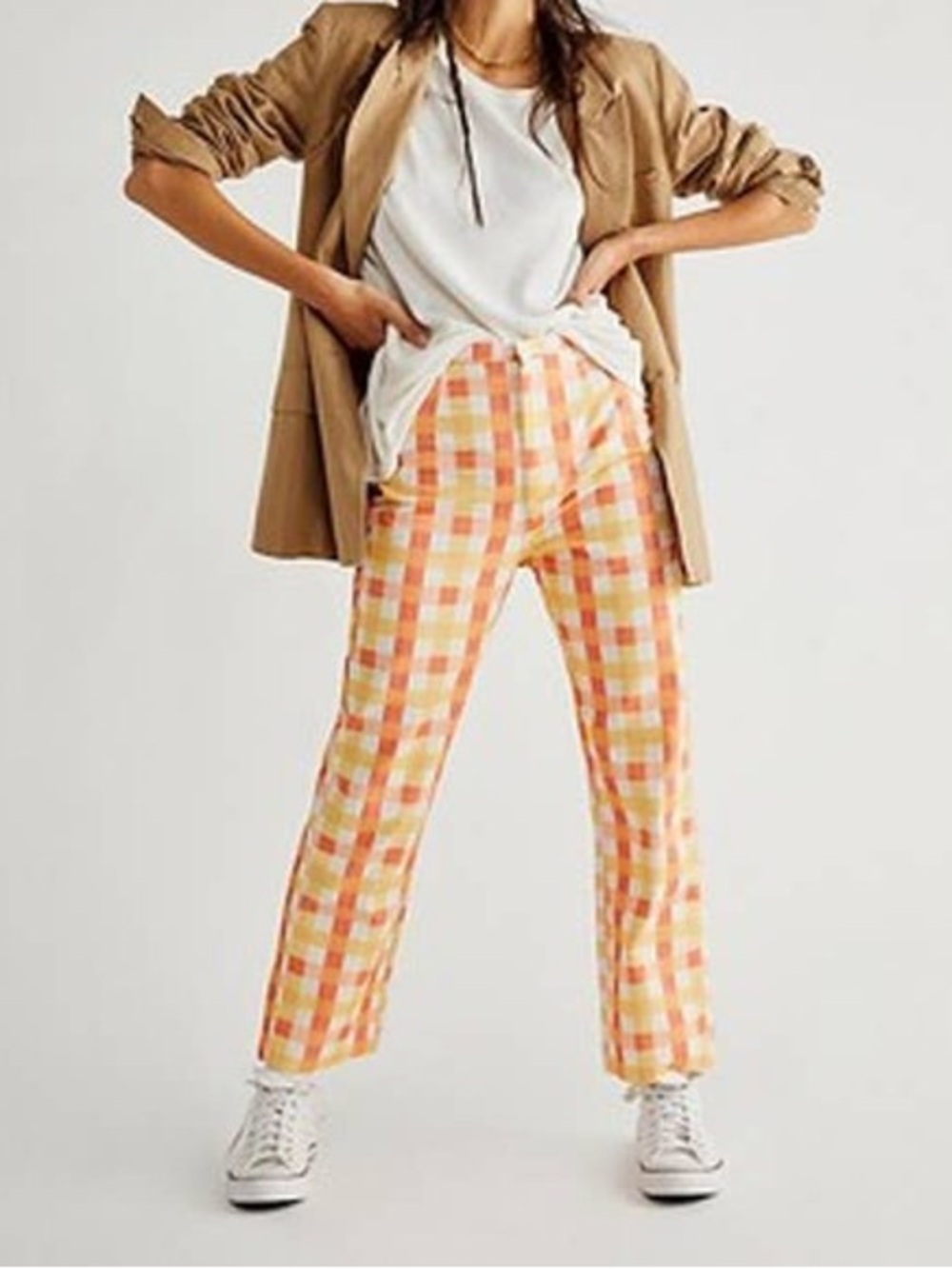 Free People She’s All That Plaid Pants 100% Cotton